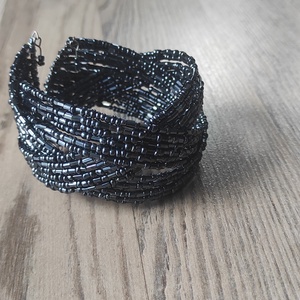 � Fekete Elegancia gyöngy karkötő � kézzel készített statement ékszer - ékszer - karkötő - gyöngyös karkötő - Meska.hu