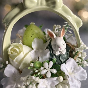 ? Húsvéti nyuszis kerámia asztaldísz rendelésre � választható színek és kosarak ?, Ünnepi díszek, dekorációk, Húsvéti díszek és dekorációk, Húsvéti asztaldíszek, Virágkötés, MESKA