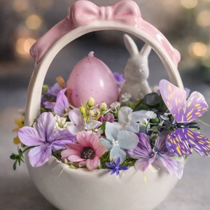 ? Húsvéti nyuszis kerámia asztaldísz rendelésre � választható színek és kosarak ?, Ünnepi díszek, dekorációk, Húsvéti díszek és dekorációk, Húsvéti asztaldíszek, Virágkötés, MESKA