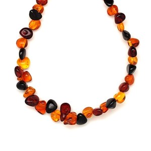 Borostyán kerek sötét vegyes splitter nyaklánc 55cm, Ékszer, Nyaklánc, Hosszú nyaklánc, , MESKA