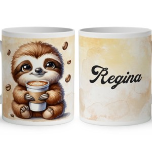 Névvel kérhető - Nagyon cuki Kávés lajhár mintás bögre, Otthon & Életmód, Konyhafelszerelés, tálalás, Tálalás, Bögre & Csésze, , MESKA