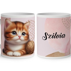 Kérd a Neveddel - Pici cica gombolyaggal mintás bögre, Otthon & Életmód, Konyhafelszerelés, tálalás, Tálalás, Bögre & Csésze, , MESKA