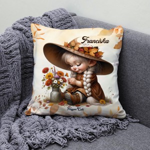Névvel kérhető - Legcukibb őszi manó lány mintás párna - otthon & életmód - lakástextil - párna & párnahuzat - díszpárna (belsővel együtt) - Meska.hu