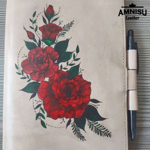 Rózsa mintás noteszborító - otthon & életmód - papír, írószer - könyv- és füzetborító - Meska.hu