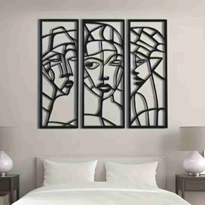 Arcok 3 részes_Picasso ihlette falikép fából - Meska.hu