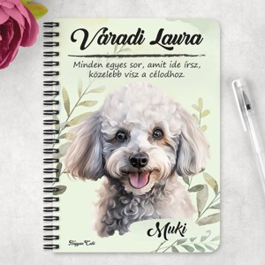 Személyre szabható - Kis fehér uszkár portré mintás A6-os füzet - otthon & életmód - papír, írószer - jegyzetfüzet & napló - Meska.hu