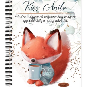 Személyre szabható - Kávés Róka mintás A5-ös füzet, Otthon & Életmód, Papír, írószer, Jegyzetfüzet & Napló, , MESKA