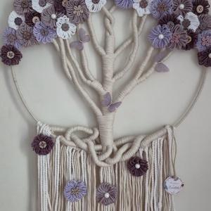 Makramé életfa, Otthon & Életmód, Dekoráció, Fali és függő dekoráció, Falra akasztható dekor, Csomózás, MESKA