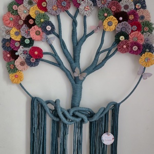 Makramé életfa , Otthon & Életmód, Dekoráció, Fali és függő dekoráció, Falra akasztható dekor, Csomózás, MESKA