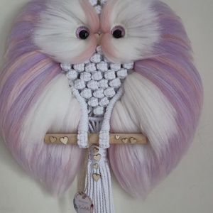 Makramé bagoly , Otthon & Életmód, Dekoráció, Fali és függő dekoráció, Falra akasztható dekor, Csomózás, MESKA