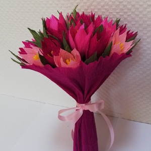  Tulipáncsokor virágkreppből - Meska.hu