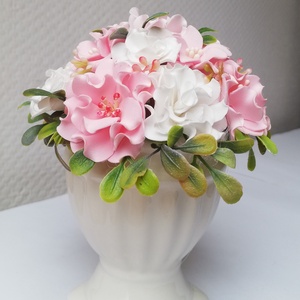 Asztaldísz rózsaszín virágokkal  - otthon & életmód - dekoráció - asztal és polc dekoráció - asztaldísz - Meska.hu