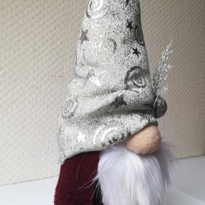 Ezüst sapkás téli manó - karácsony - karácsonyi lakásdekoráció - karácsonyi manók, figurák - Meska.hu