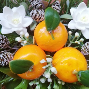 Télies ajtódísz mandarinnal - karácsony - karácsonyi lakásdekoráció - karácsonyi ajtódíszek - Meska.hu