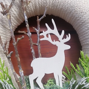 Téli ajtódísz natúr színekkel - karácsony - karácsonyi lakásdekoráció - karácsonyi ajtódíszek - Meska.hu