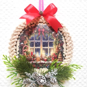 Kisméretű karácsonyi ajtó/ablakdísz - karácsony - karácsonyi lakásdekoráció - karácsonyi ajtódíszek - Meska.hu