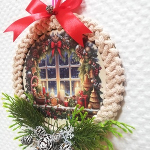 Kisméretű karácsonyi ajtó/ablakdísz - karácsony - karácsonyi lakásdekoráció - karácsonyi ajtódíszek - Meska.hu