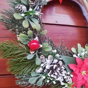 Ajtódísz mikulásvirággal - karácsony - karácsonyi lakásdekoráció - karácsonyi ajtódíszek - Meska.hu