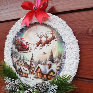 Kisméretű téli ajtó/ablakdísz Télapóval  - karácsony - karácsonyi lakásdekoráció - karácsonyi ajtódíszek - Meska.hu