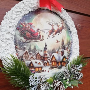 Kisméretű téli ajtó/ablakdísz Télapóval  - karácsony - karácsonyi lakásdekoráció - karácsonyi ajtódíszek - Meska.hu