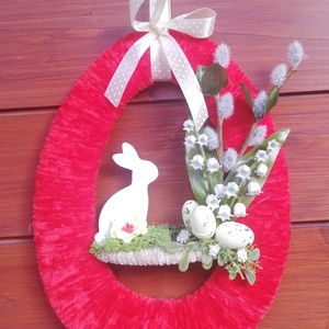 Bájos nyuszis húsvéti kopogtató, Ünnepi díszek, dekorációk, Húsvéti díszek és dekorációk, Húsvéti ajtódísz, kopogtató, Mindenmás, MESKA