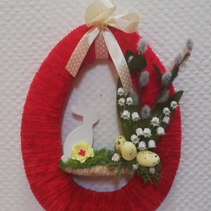 Bájos nyuszis húsvéti kopogtató - ünnepi díszek, dekorációk - húsvéti díszek és dekorációk - húsvéti ajtódísz, kopogtató - Meska.hu