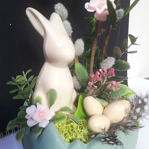 Barkás asztaldísz nyuszival - ünnepi díszek, dekorációk - húsvéti díszek és dekorációk - húsvéti asztaldíszek - Meska.hu