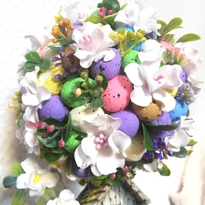 Tojásfa fehér virágokkal és nyuszival - Meska.hu