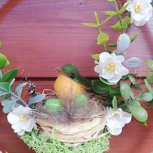 Tavaszi ajtódísz madárkával - otthon & életmód - dekoráció - ajtó- és ablak dekoráció - ajtódísz & kopogtató - Meska.hu