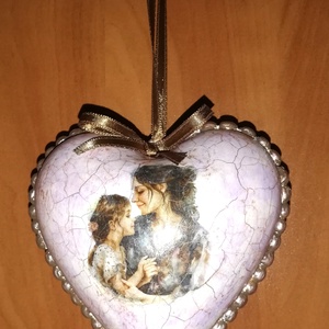 Antik hatású anyák napi szív dekoráció, , Decoupage, transzfer és szalvétatechnika, MESKA