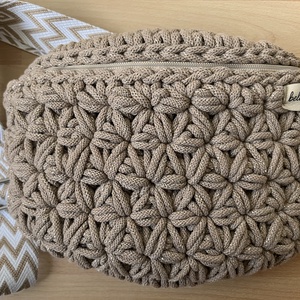 Horgolt dupla jázmin mintás crossbody, Táska & Tok, Övtáska, Horgolás, Varrás, MESKA
