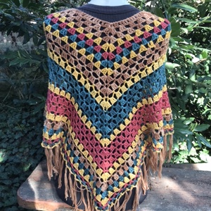 Indián pamut horgolt poncsó - ruha & divat - női ruha - poncsó - Meska.hu