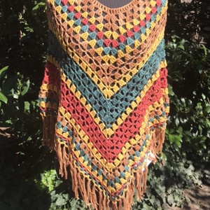 Indián pamut horgolt poncsó - ruha & divat - női ruha - poncsó - Meska.hu