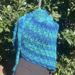 Türkiz tavasz horgolt vállkendő sálkendő - ruha & divat - sál, sapka, kendő - sál - Meska.hu