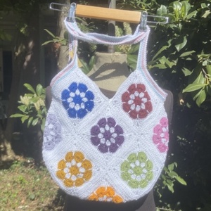 Szivárvány horgolt táska, fesztivál táska - Meska.hu