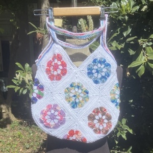 Szivárvány horgolt táska, fesztivál táska - Meska.hu