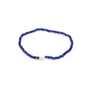 Lapis lazuli fazettált gyöngy karkötő tenyésztett gyöngy köztessel 3mm - Meska.hu