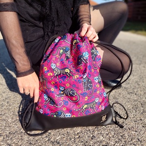 Catastrophe pink macskás hátizsák, gym bag - táska & tok - hátizsák - hátizsák - Meska.hu
