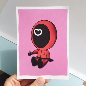 Squid Game print, Otthon & Életmód, Papír, írószer, Képeslap, üdvözlőlap, Ajándékozás kellékei, , MESKA