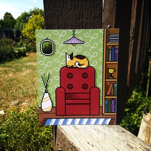 Pixel cicás print - otthon & életmód - papír, írószer - ajándékozás kellékei - képeslap, üdvözlőlap - Meska.hu