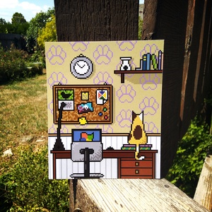 Pixel cicás print 2, Otthon & Életmód, Papír írószer, Képeslap, üdvözlőlap, Ajándékozás kellékei, Fotó, grafika, rajz, illusztráció, MESKA