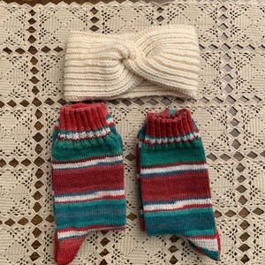 2 pár zokni és fülmelegítő, Ruha & Divat, Cipő & Papucs, Zokni, Kötés, Gyapjú zokni és fülmelegítő szett., MESKA