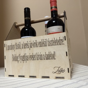 Grávírozott fa italhordó láda/italtartó box(Születésnapra, névnapra, apák napjára, nyugdíjas búcsúztatóra) - otthon & életmód - konyhafelszerelés, tálalás - tálalás - bortartó - Meska.hu