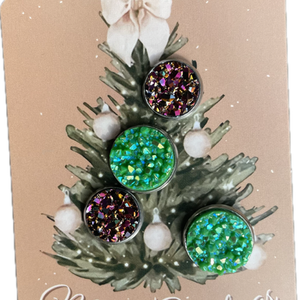 Cabochon stílusú fülbevalók karácsonyi csomagolásban - ékszer - fülbevaló - pötty fülbevaló - Meska.hu