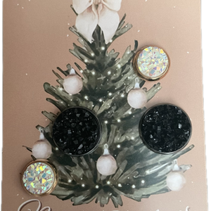 Cabochon stílusú fülbevalók karácsonyi csomagolásban, Ékszer, Fülbevaló, Pötty fülbevaló, Ékszerkészítés, MESKA