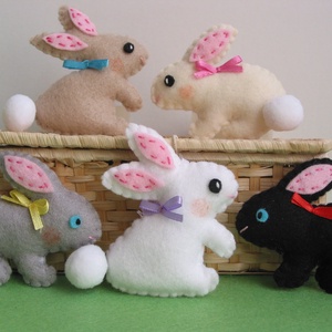 Filc húsvéti dekorációs csomag-nyuszikák(5db) - Meska.hu
