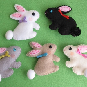 Filc húsvéti dekorációs csomag-nyuszikák(5db) - ünnepi díszek, dekorációk - húsvéti díszek és dekorációk - húsvéti tojásfadíszek - Meska.hu