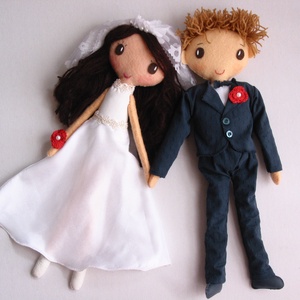 Esküvői pár- egyedi  textilbabák (Rendelhetők!) - esküvő - emlék & ajándék - vendégkönyv - Meska.hu