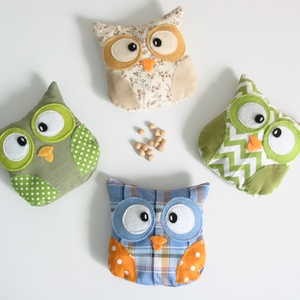 Bagoly doktor- meggymag párna (zöld-pöttyös) -  - Meska.hu