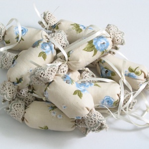Vintage rózsás- csipkés textil szaloncukrok (10db) - karácsony - Meska.hu